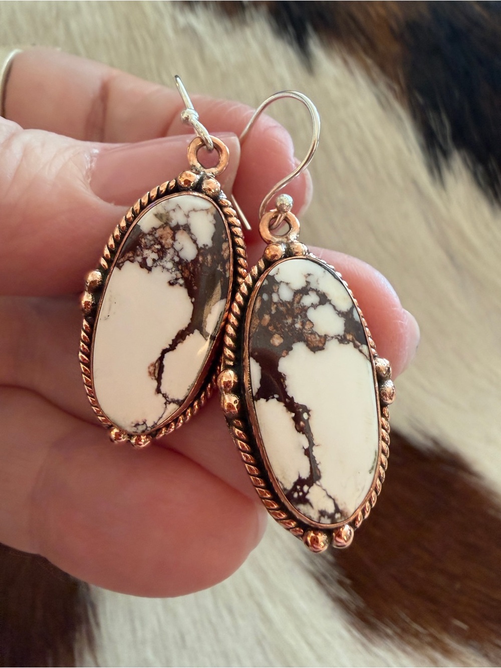❤️ Wild Horse Jasper Copper Earrings With Sterling French Hooks 1.70”L Beautiful - Picture 3 of 11